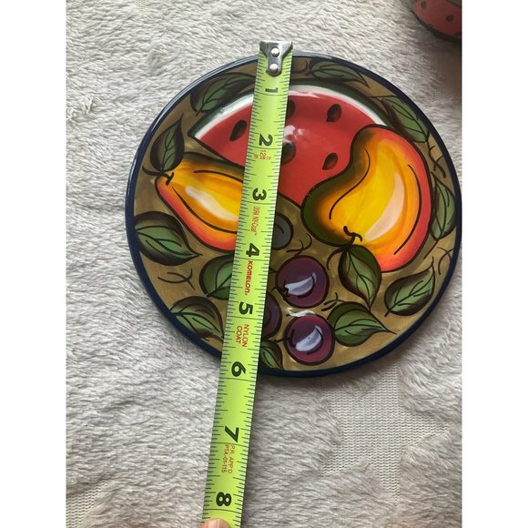 Bello Hugerz Hand Painted Tea set Ceramic 3 Pieces Colorful Fruits El Salvador C - Picture 7 of 10